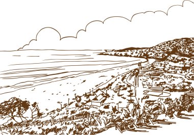 Beach Shore Sketch clipart