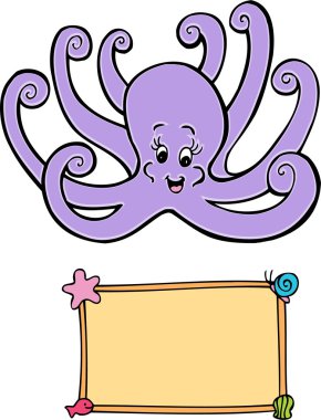 Octopus and Sign clipart