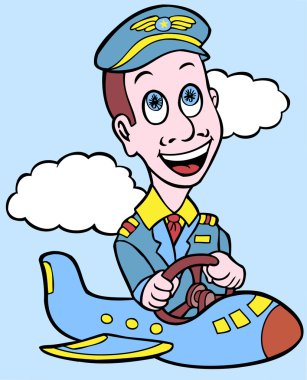 Airline Pilot in a Tiny Plane clipart