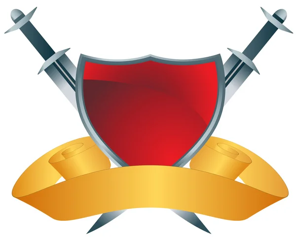 Rotes Schild mit Schwertern — Stockvektor