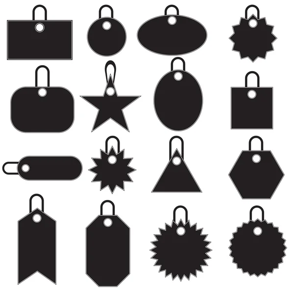 Icone con tag multipli - nero — Vettoriale Stock