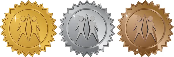 Symbole de travail d'équipe - Ensemble de 3 sceaux — Image vectorielle