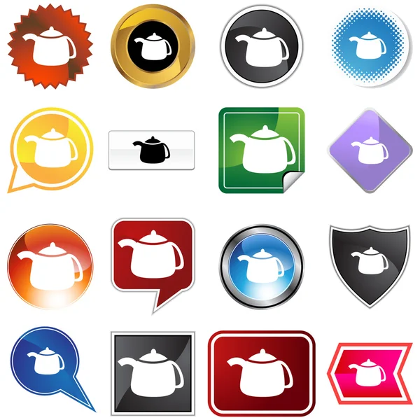 Teapot Variety Icon Set — Stock Vector