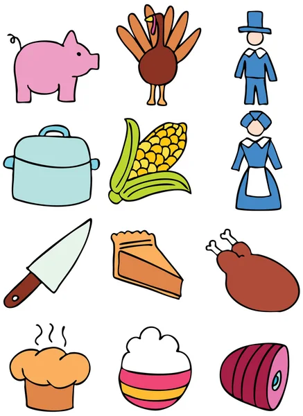 Icônes de Thanksgiving — Image vectorielle