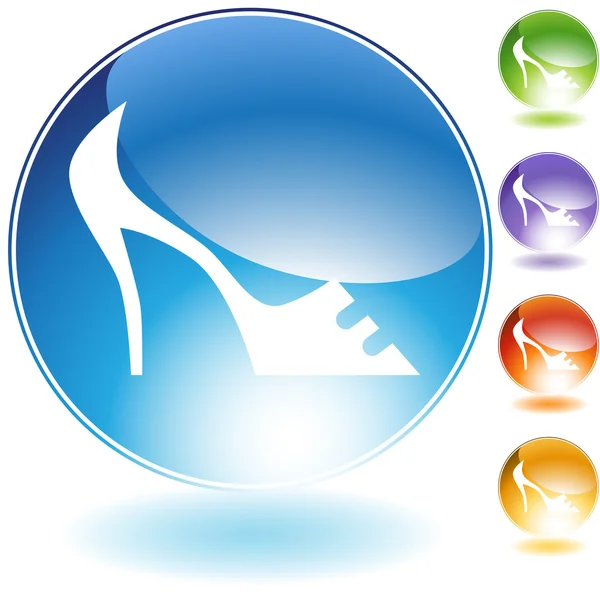 Vékony sarkú cipő Crystal ikon — Stock Vector