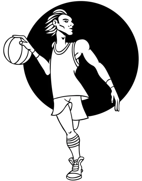 Basketballspieler Line Art — Stockvektor
