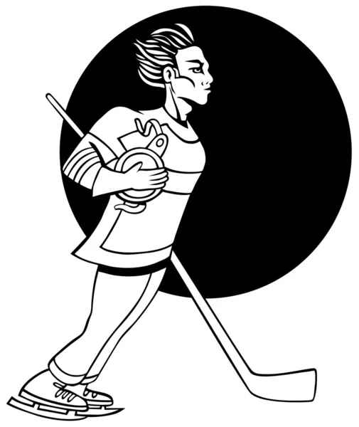 Хокейний гравець Line Art — стоковий вектор