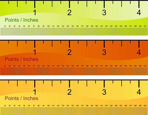 Points Inches Ruler Set