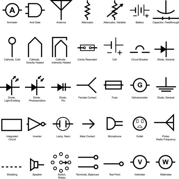Conjunto de iconos de símbolo eléctrico — Vector de stock