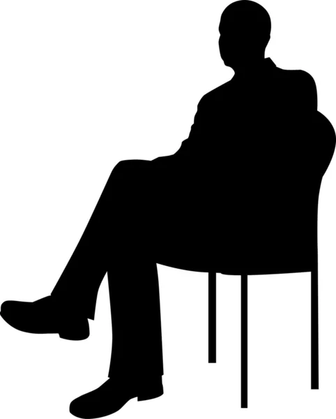 Hombre de negocios sentado silueta — Vector de stock