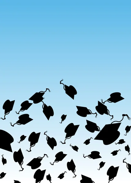 Graduation Hat Toss — Stock Vector