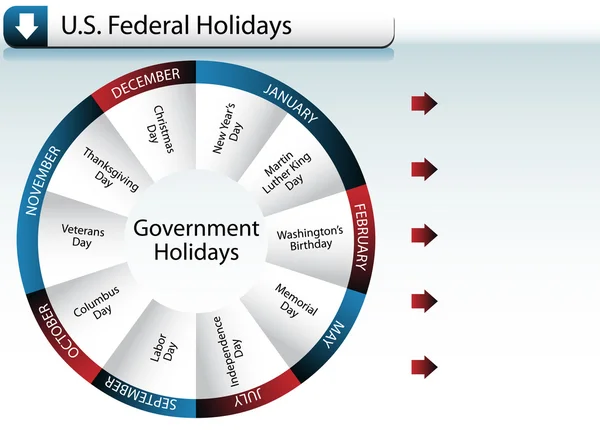 US Federal Government Holidays — Stock Vector