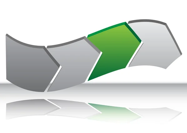 Grafico di curvatura freccia verde — Vettoriale Stock
