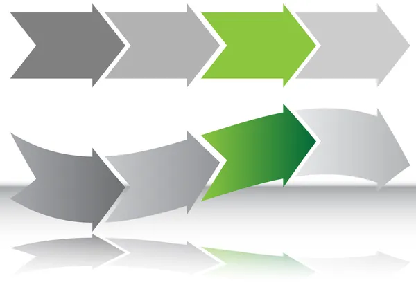 Lange groene pijl grafiek — Stockvector
