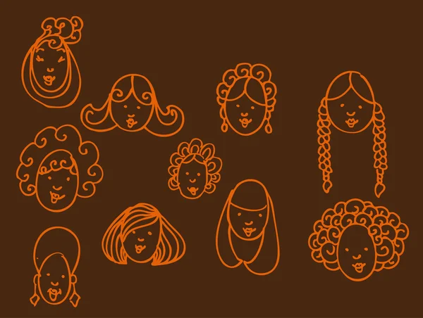 Дівчата зачіски — стоковий вектор