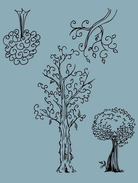 Dibujos de árboles — Vector de stock