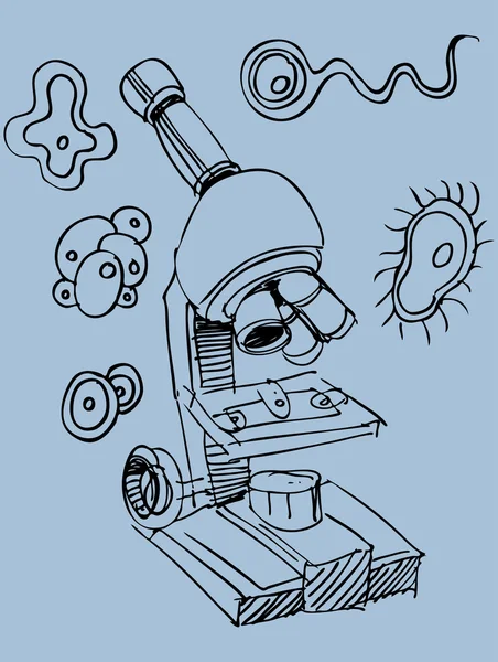 Doodle au microscope — Image vectorielle