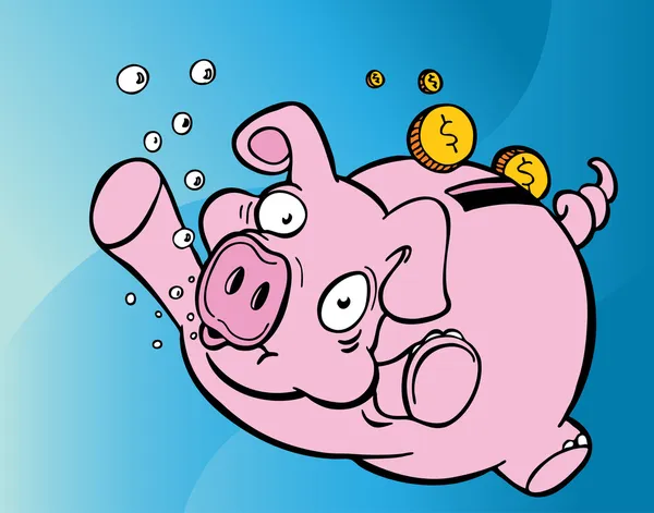 Piggy Bank fulladás — Stock Vector
