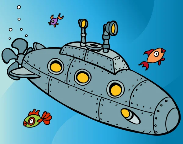 Submarine Underwater — Stock Vector