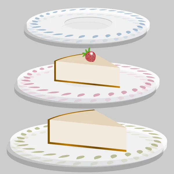 Strawberry Cheesecake Plate — Stock Vector