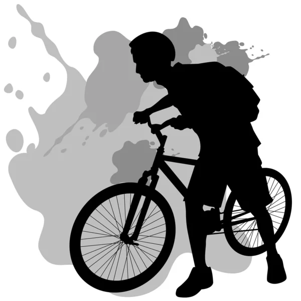 Teenager With Bike — Stock Vector