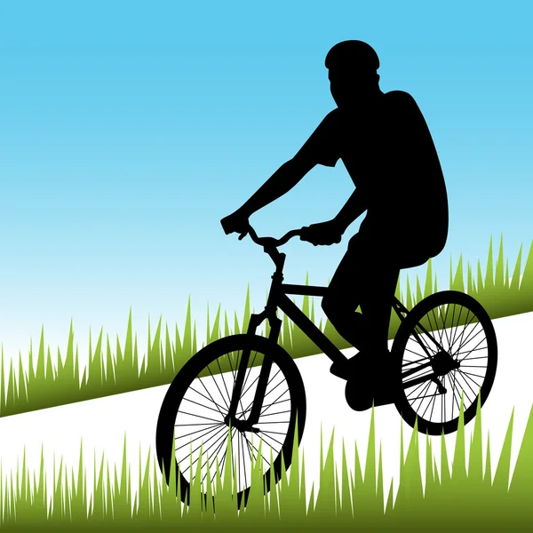 Man rijden fiets — Stockvector