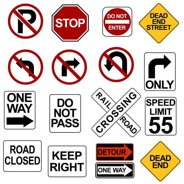 Road Sign Set — Stock Vector