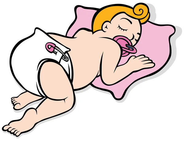 Chica usando tela del pañal del bebé — Stockvector