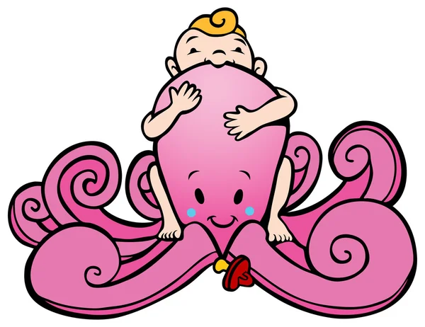 Octopus Baby Girl — Stock Vector
