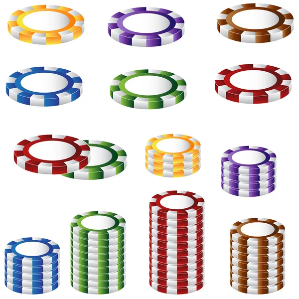 Set di chip di poker — Vettoriale Stock