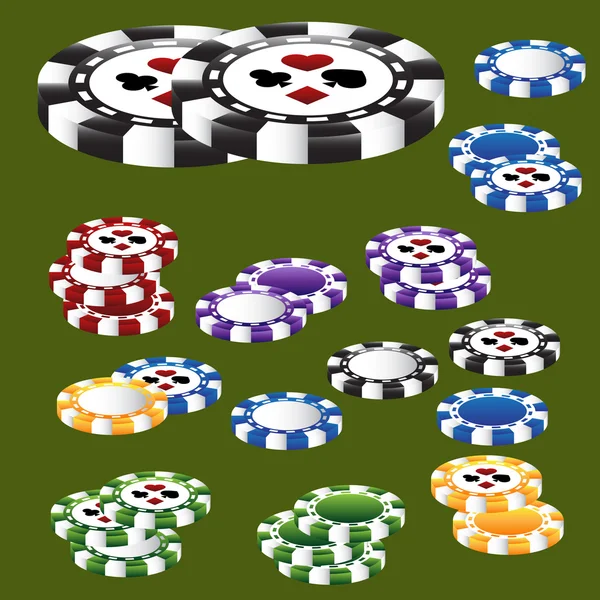Póker Chip kártyát öltöny — Stock Vector