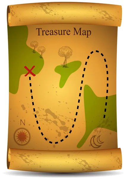 Gold Treasure Map — Stock Vector