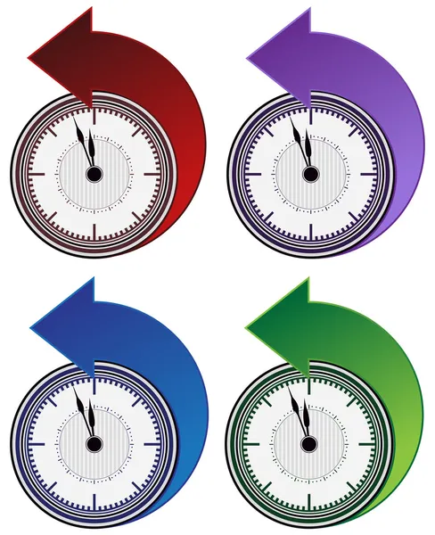 Conjunto de setas do relógio para trás — Vetor de Stock