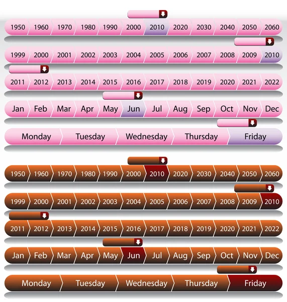 Línea de tiempo rosa gráfico conjunto — Vector de stock