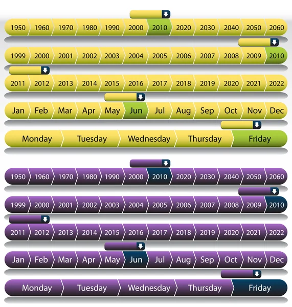 Conjunto gráfico línea de tiempo púrpura — Vector de stock