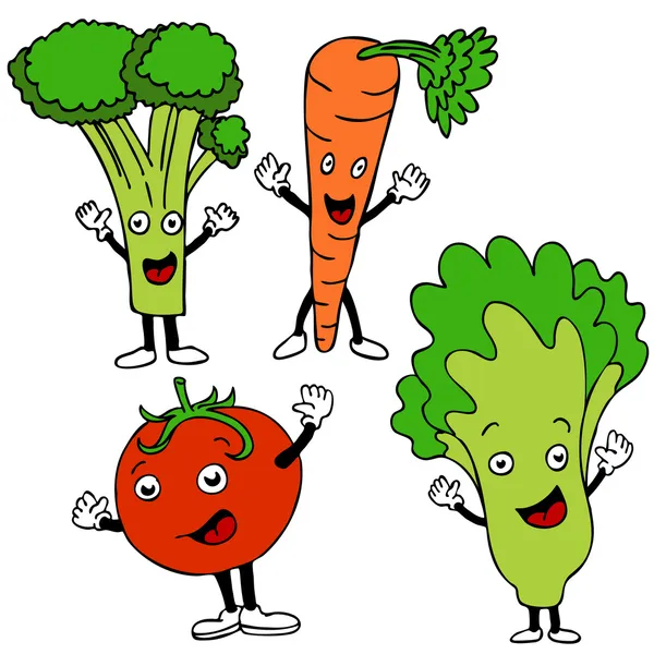Potraviny kreslenými postavičkami — Stockový vektor