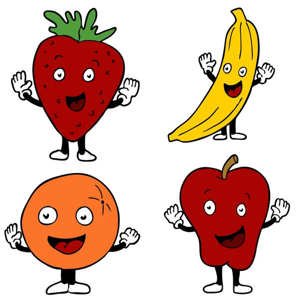 Χαρακτήρες κινουμένων σχεδίων φρούτων — Διανυσματικό Αρχείο