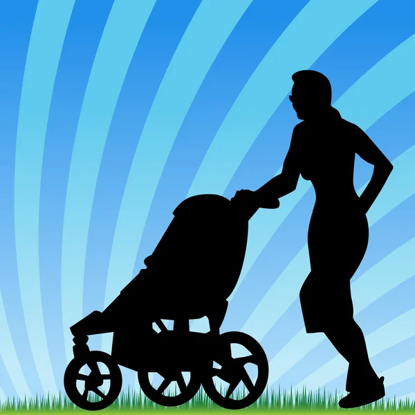 Jogging With Stroller — Stock Vector