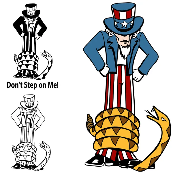 Tea Party Rattlesnake Uncle Sam — Stock Vector