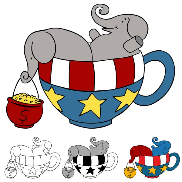 Τσάι κόμμα ελέφαντα δωρεές — Διανυσματικό Αρχείο
