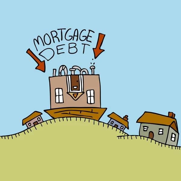 Ondersteboven hypothecaire schuld — Stockvector