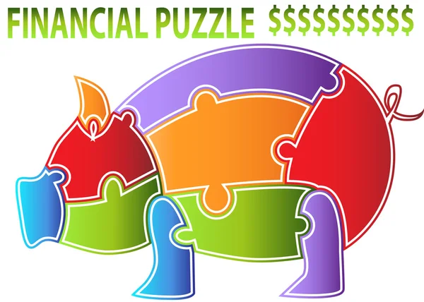 Piggy Bank Puzzle — Stock Vector