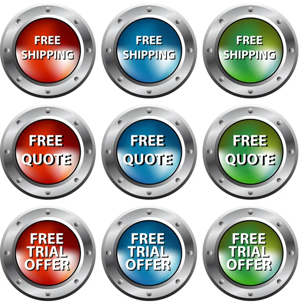 Free Chrome Rivet Buttons — Stock Vector