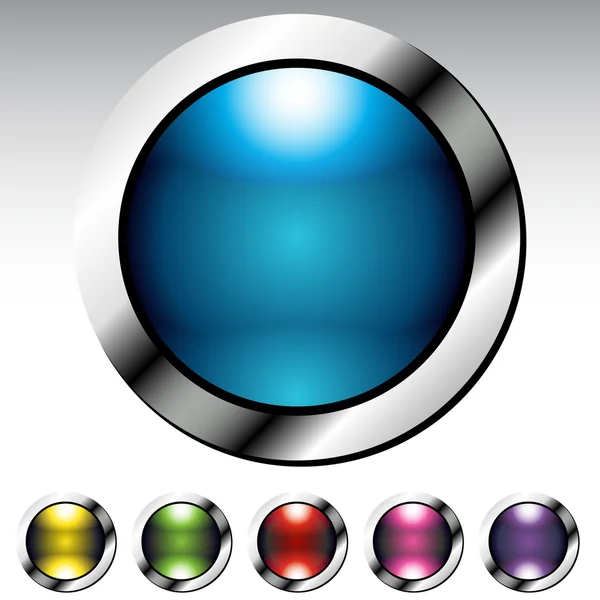 Glossy Button Metallic Set — Stock Vector