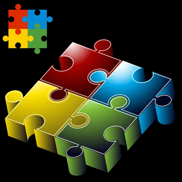 3D Puzzle Pieces — Stock Vector
