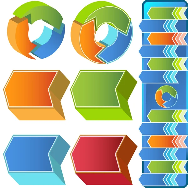 Ícones de menu 3D circular Chevron — Vetor de Stock