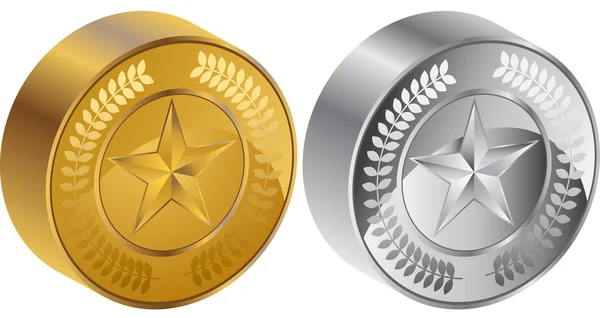 3 d の 4 つ星コイン メダル — ストックベクタ
