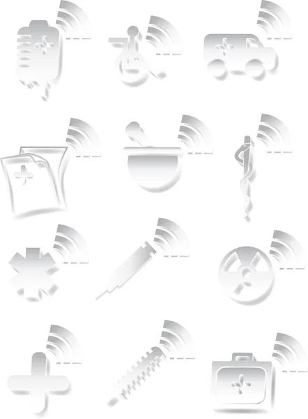 Медичні 3d Icon Set - чорно -біла — стоковий вектор