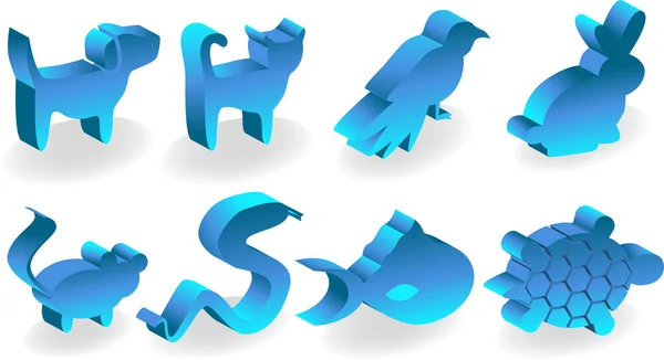 Huisdier 3D-pictogrammen — Stockvector