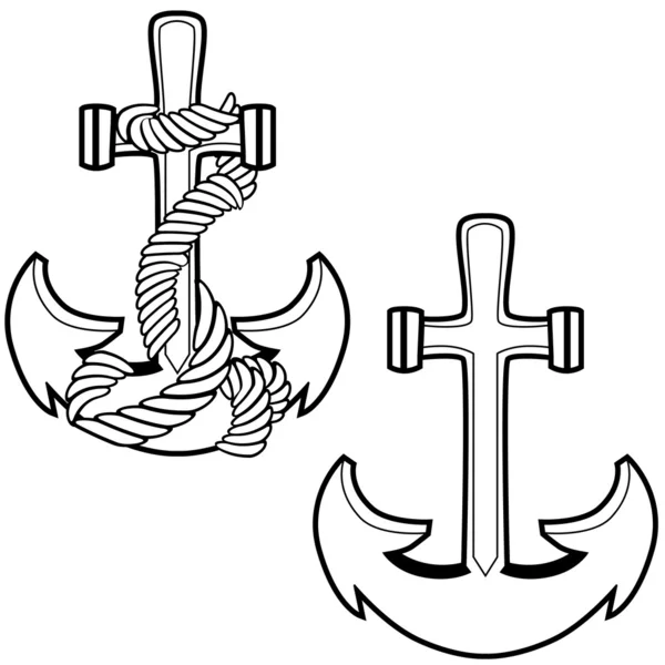 Roped Anchor — Stock Vector